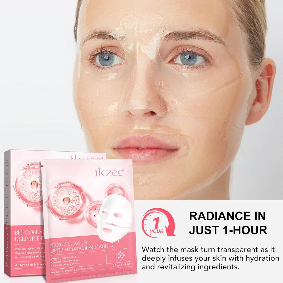Bio Collagen Mask 4PCS, Mascarilla De Colageno,Mascarilla Bio Colágeno Noche, Bio Collagen Real Deep Mask, Bio Collagen Mask Overnight, Mascarilla Facial Hidratante Para Hidratación, Antiarrugas