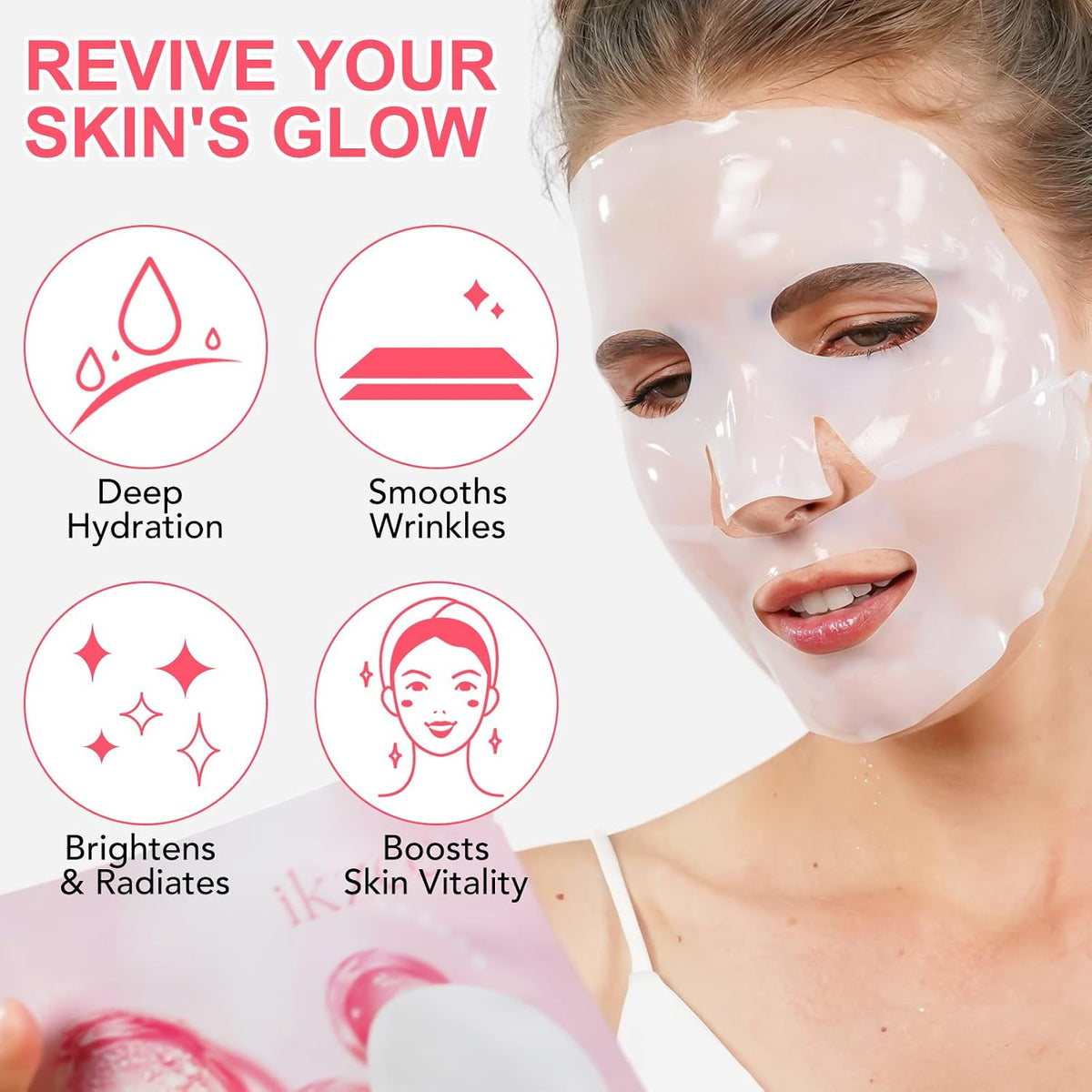 Bio Collagen Mask 4PCS, Mascarilla De Colageno,Mascarilla Bio Colágeno Noche, Bio Collagen Real Deep Mask, Bio Collagen Mask Overnight, Mascarilla Facial Hidratante Para Hidratación, Antiarrugas