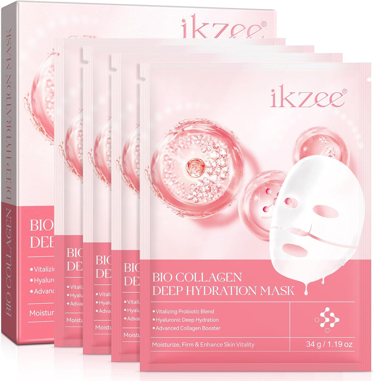 Bio Collagen Mask 4PCS, Mascarilla De Colageno,Mascarilla Bio Colágeno Noche, Bio Collagen Real Deep Mask, Bio Collagen Mask Overnight, Mascarilla Facial Hidratante Para Hidratación, Antiarrugas