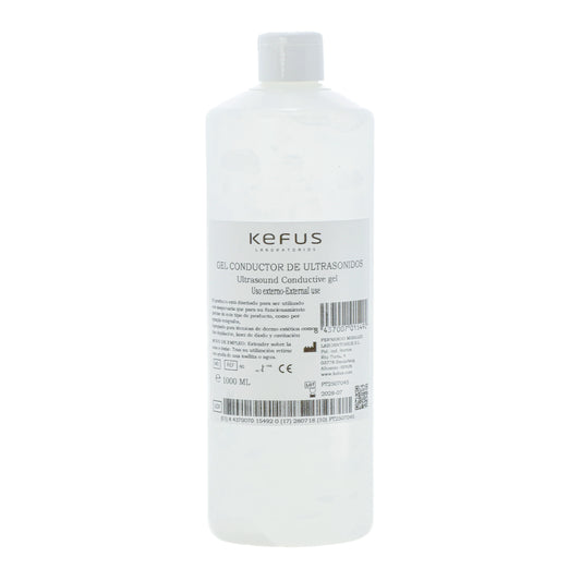 KEFUS Gel Conductor Ultrasonidos 1 Litro | Botella Con Tapón Dosificador | Uso Profesional Para Ecografía, IPL, Radiofrecuencia Y Cavitación | Alta Conductividad
